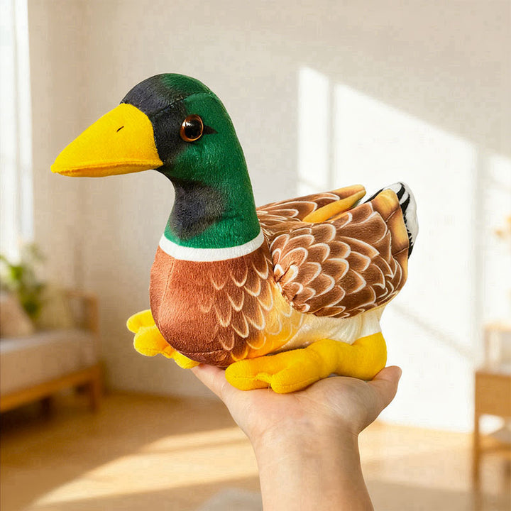Mallard Duck Plush Companion with Embroidered Feather Pattern & Weighted Base Stornfield