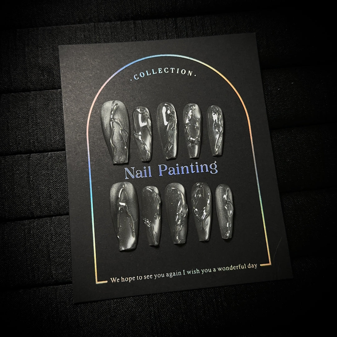 Artistic Marble-Inspired Press-On Nail Set