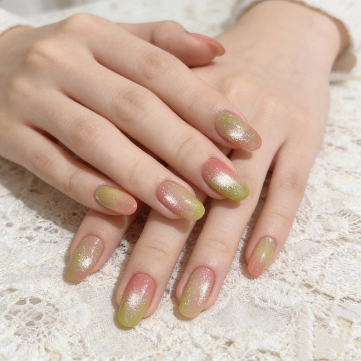 Artificial nails with elegant ombre effect and glitter accents Stornfield
