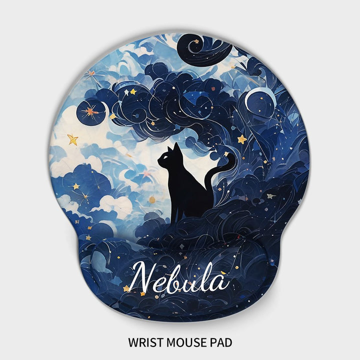 Artistic Cat-Themed Wrist Support Mouse Pad