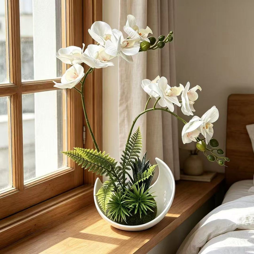 Lifelike Orchid Plant Arrangement for Indoor Display