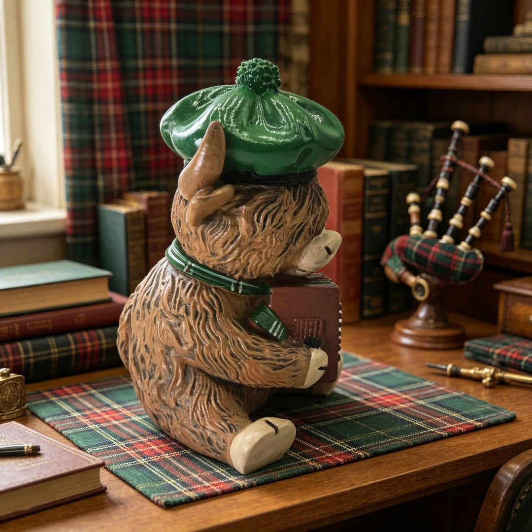 Decorative Highland Cattle Figure with Accordion Stornfield