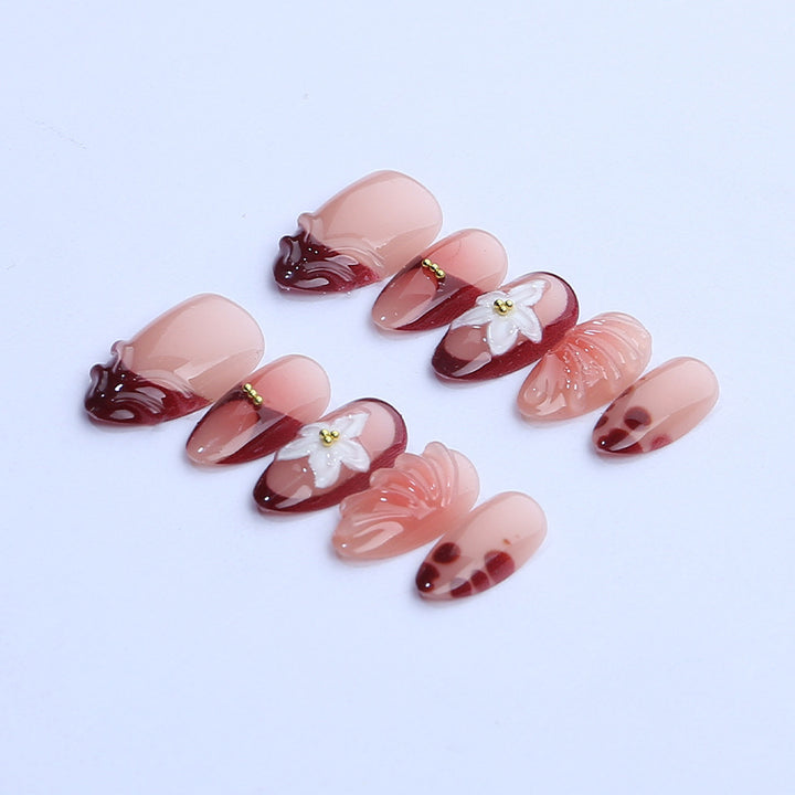Elegant artificial nails with floral decor Stornfield