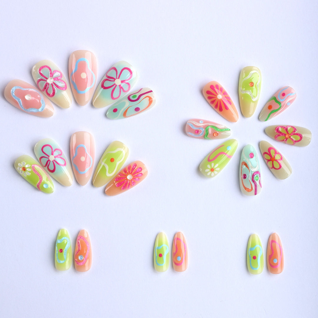Artificial nails in the creative flower and foil design Stornfield