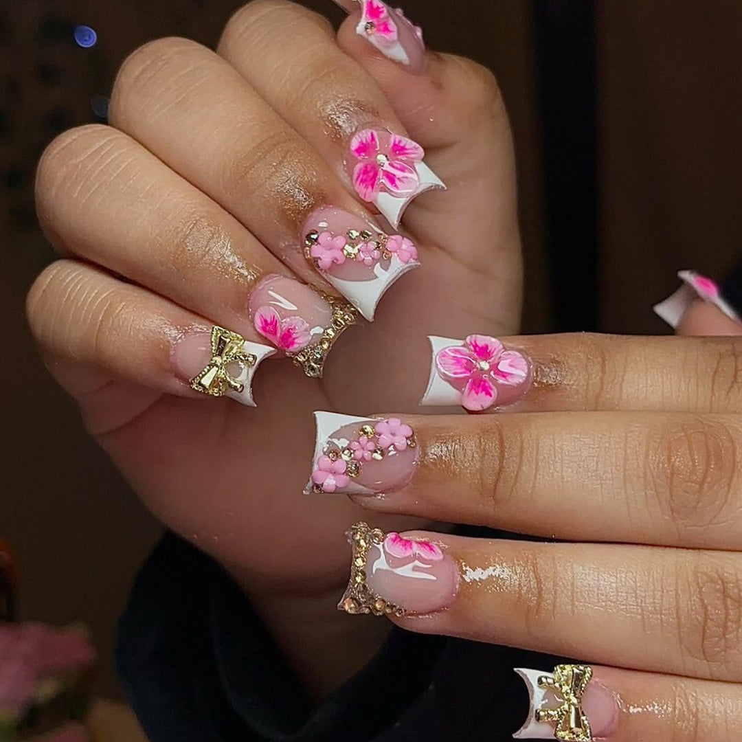 Decorative Floral Press-On Nail Art Enhancements Stornfield