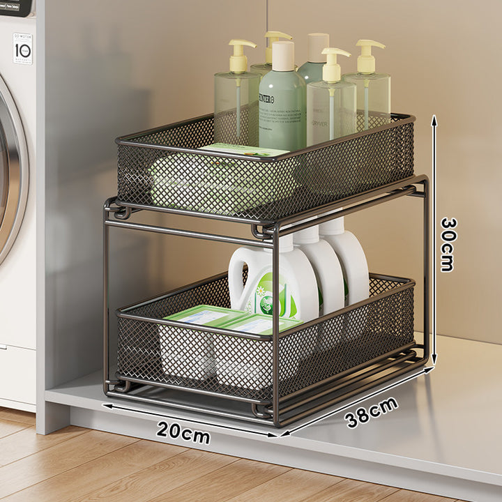 Three-Tier Vertical Mesh Pull-Out Under-Counter Storage Organizer