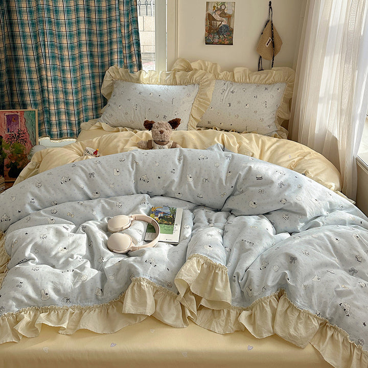 Playful Bunny-Themed Duvet Cover Set