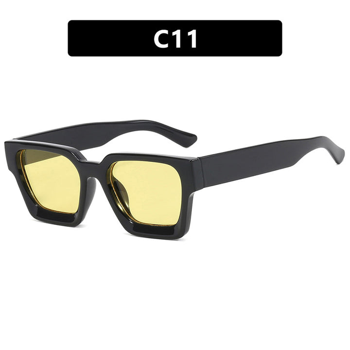 Ladies fashionable square sunglasses with sturdy frame and yellow lenses Stornfield