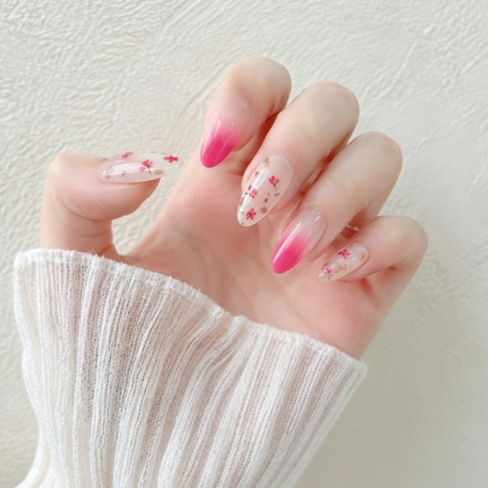 Artificial nails with delicate flower and ombre effect Stornfield