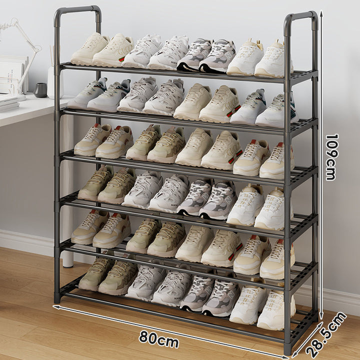 Tall Multi-Tier Metal Shoe Storage Rack with Adjustable Slatted Shelves