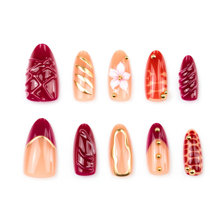 Luxurious Artfully Designed Press-On Nail Set