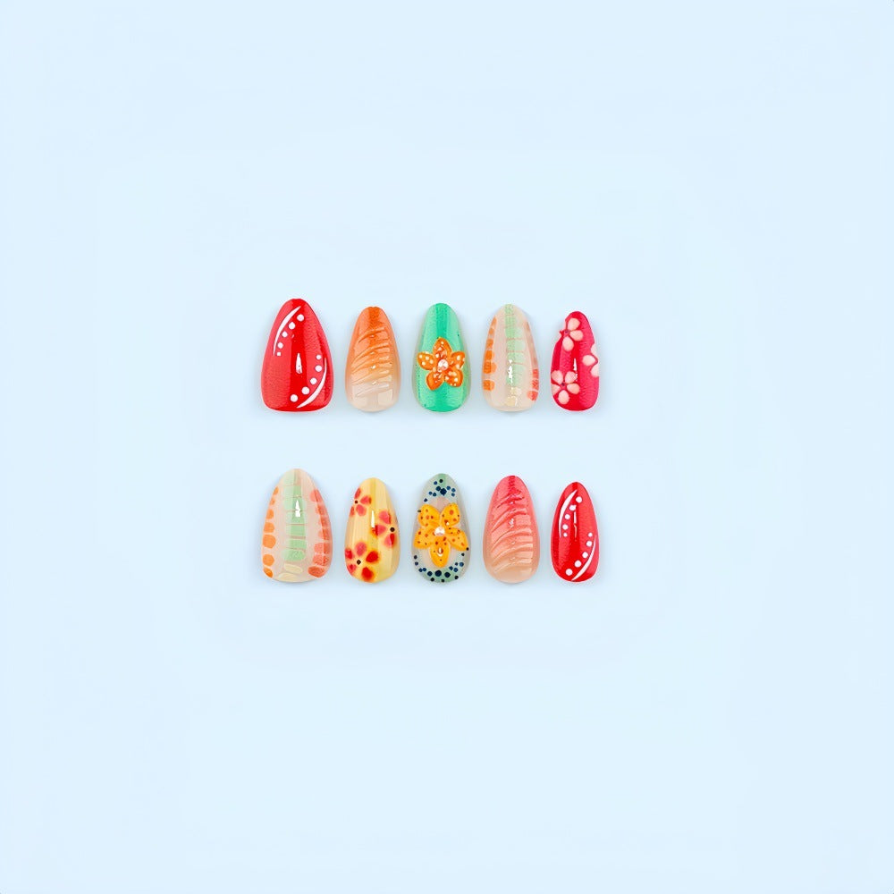 Creative floral design acrylic nails Stornfield