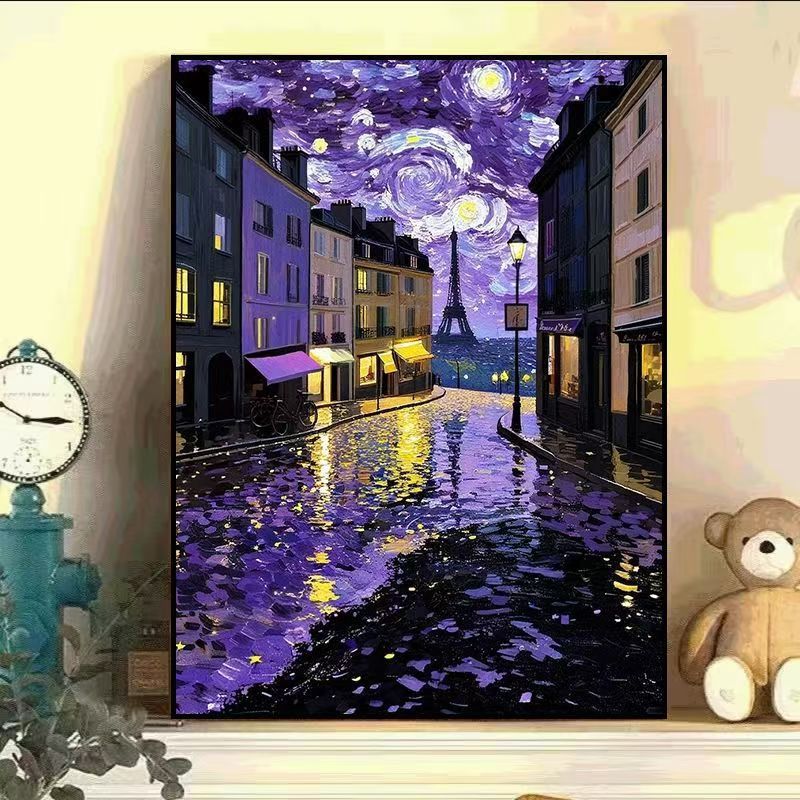 Eiffel Tower Night Scene Canvas Art Stornfield