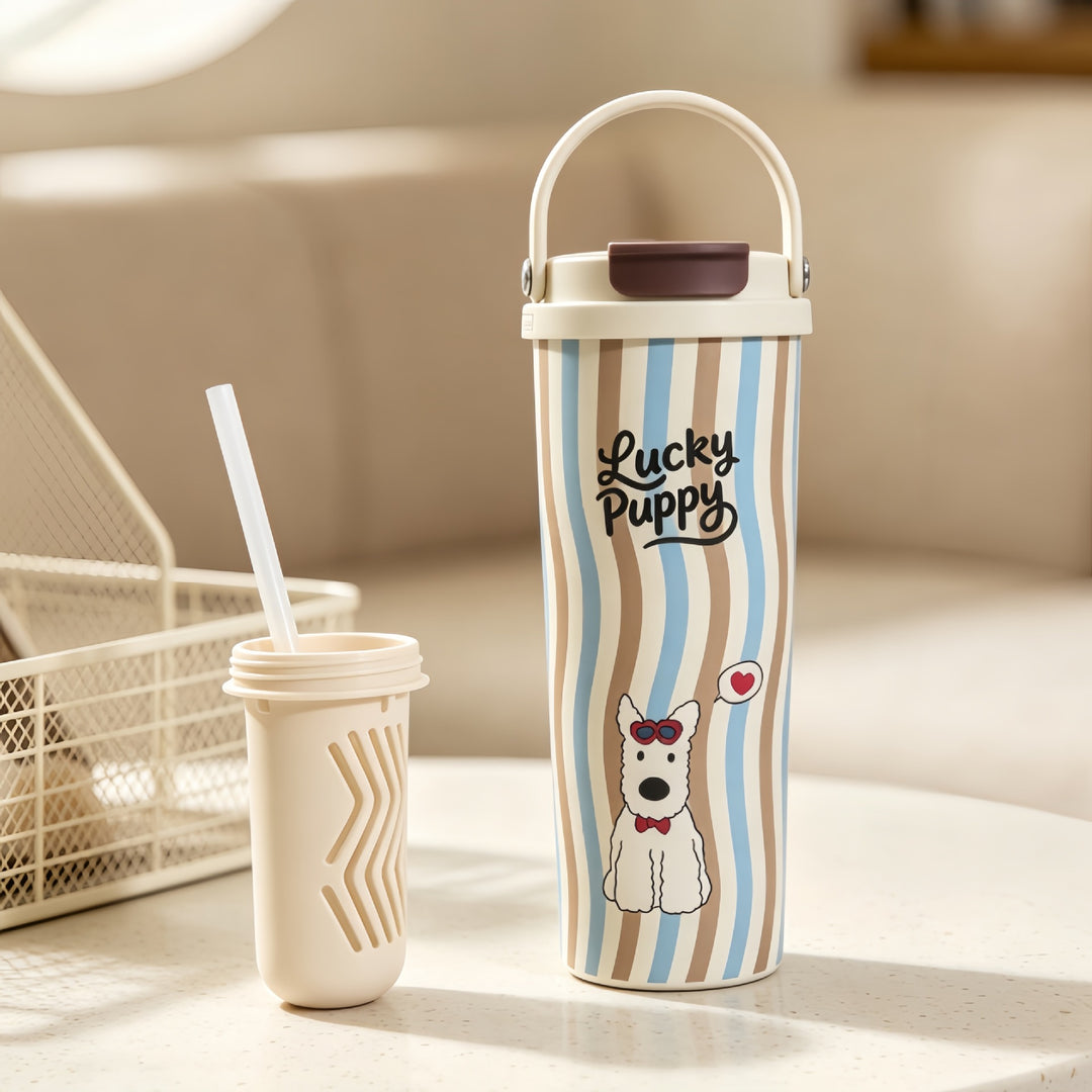 Insulated drinking bottle with integrated straw Stornfield