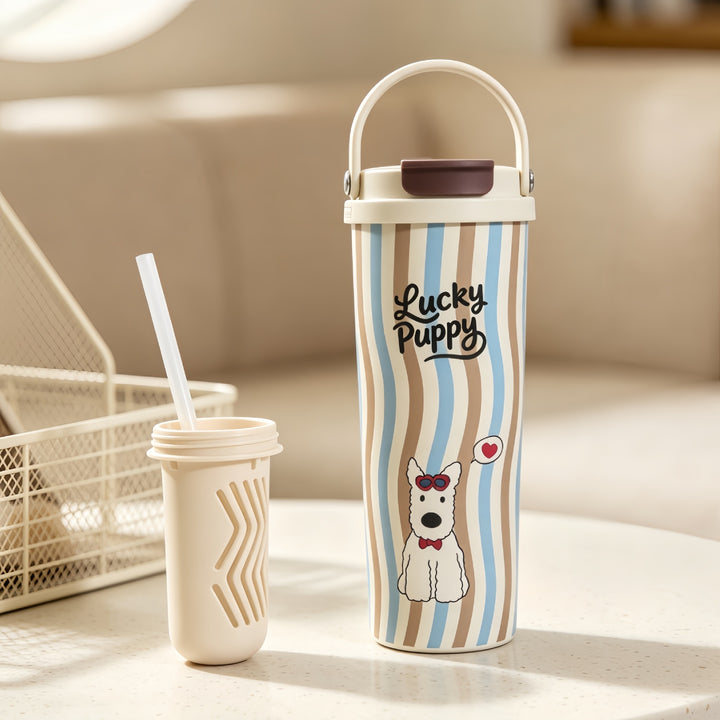 Insulated drinking bottle with integrated straw Stornfield