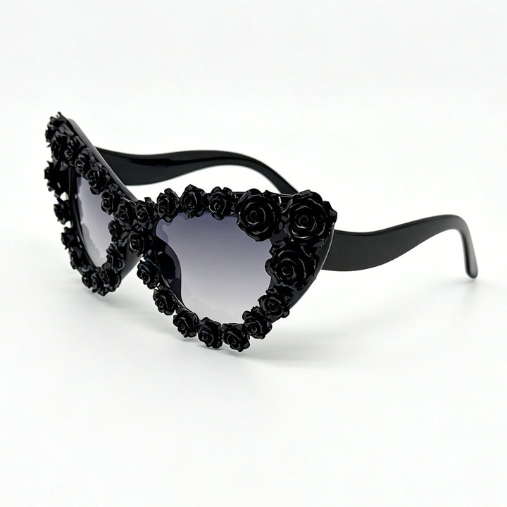 Women's Heart-Shaped Sunglasses with Floral Application Stornfield