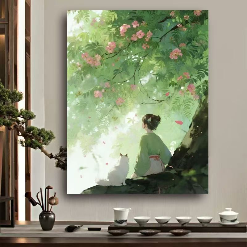 Whimsical Cat Watercolor Wall Art Stornfield