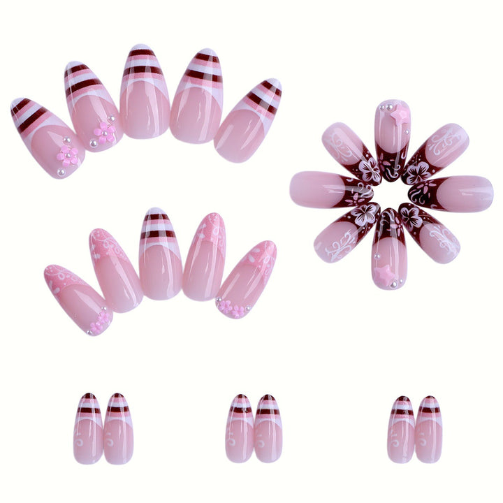 Artistic Floral Press-On Nail Enhancements Stornfield