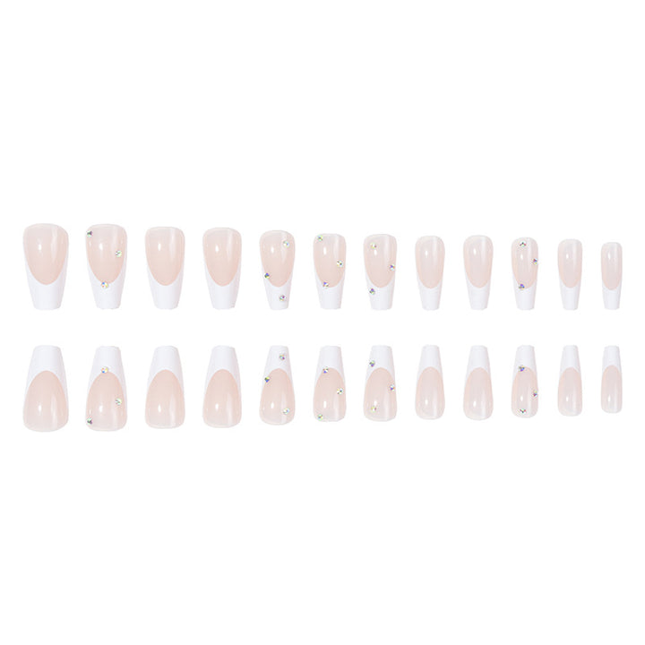 Elegant Iconic French Tip Press-On Nails with Rhinestone Accents Stornfield