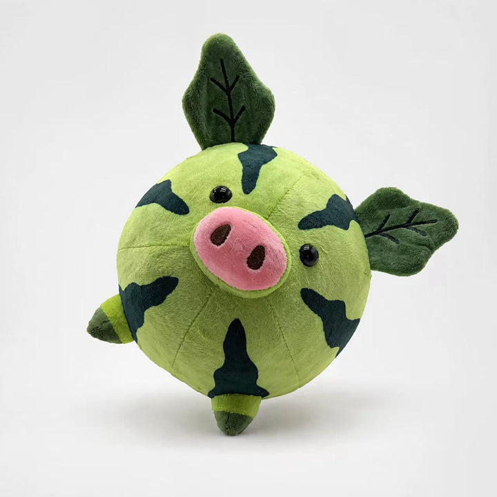 Round Camouflage Pig Plush Collectible Soft Toy with Leaf-Shaped Ears Stornfield
