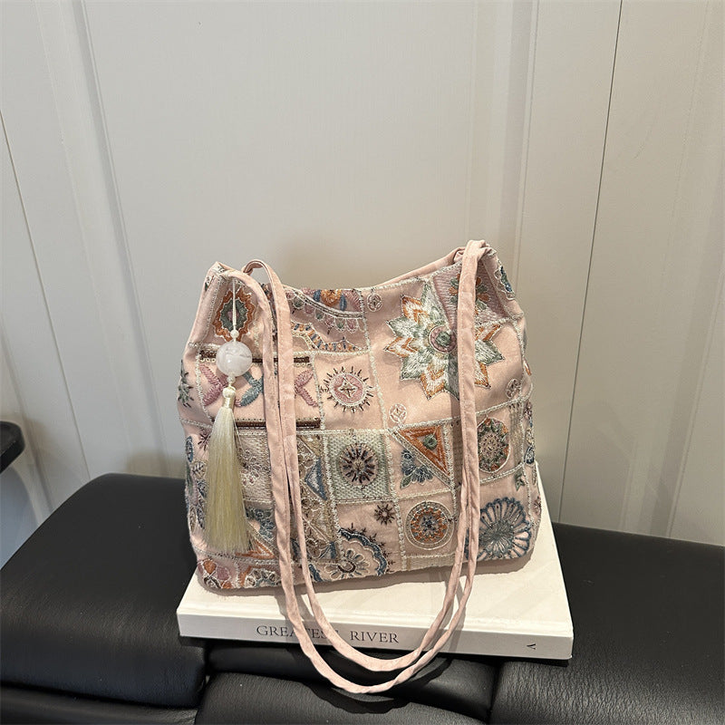 Embroidered Boho Tote Bag
