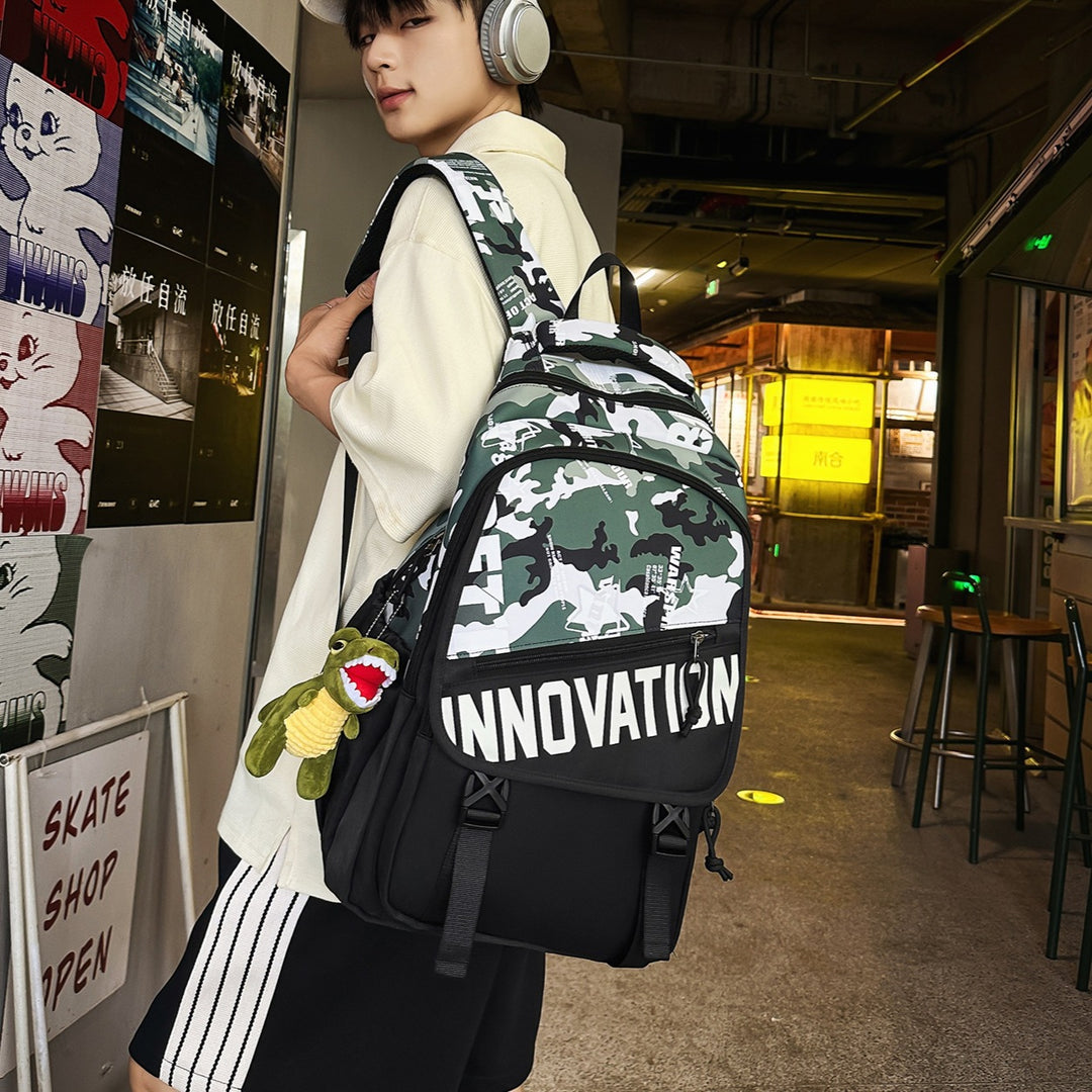 Durable Multi-Compartment Backpack with Plush Keychain Stornfield