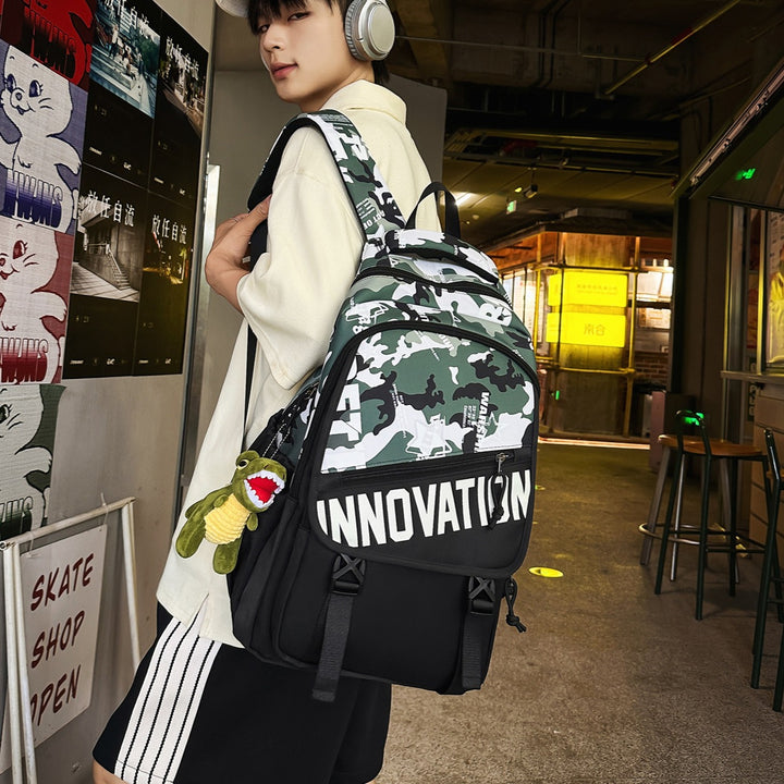 Durable Multi-Compartment Backpack with Plush Keychain Stornfield