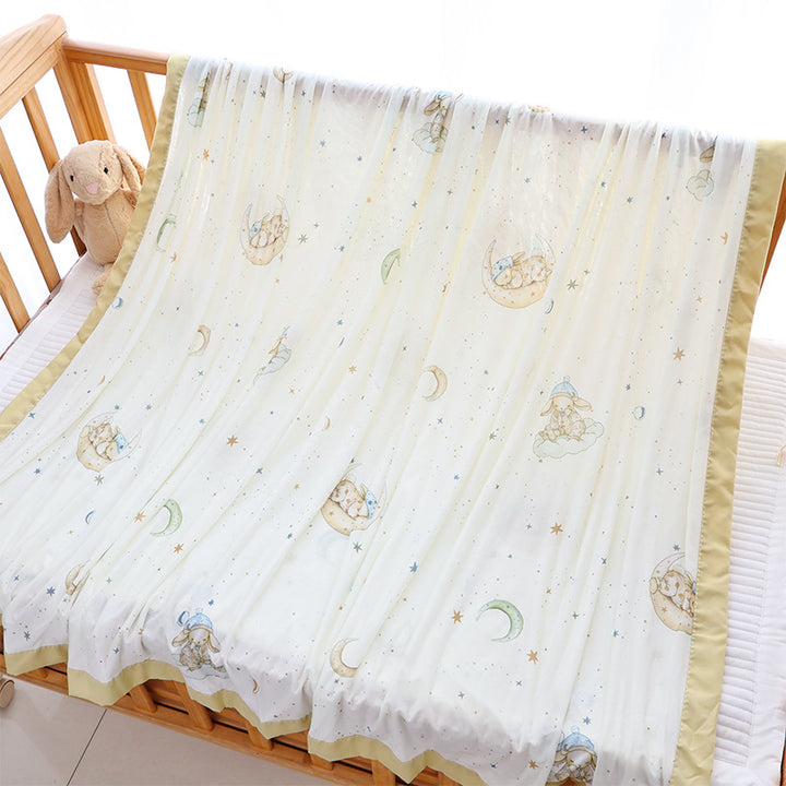Unisex Nan cozy baby blanket made of cotton muslin with breathable filling and satin edge Stornfield