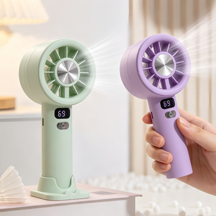 Women's portable hand fan with digital speed display Stornfield