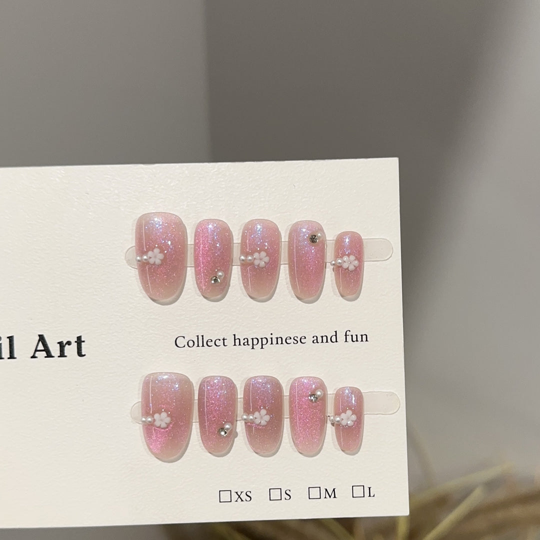 Floral Embellished Press-On Nail Art Set