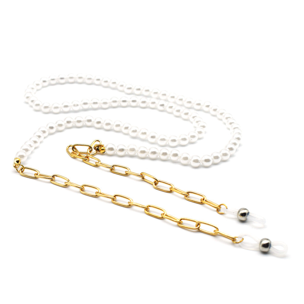 Elegant Pearl and Gold Chain Eyewear Holder Stornfield