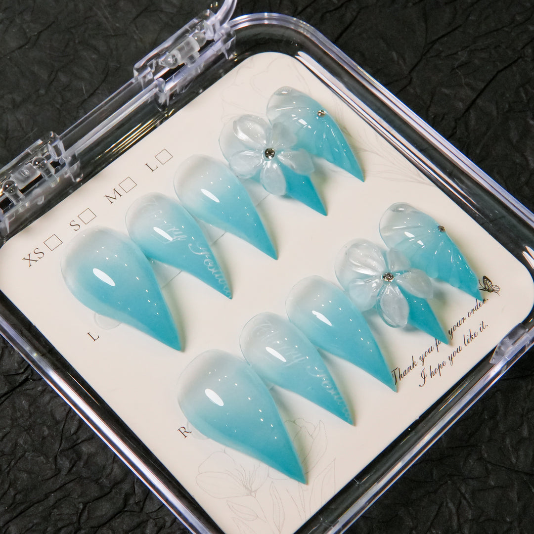 Artistic Stiletto Press-On Nails with Floral Accents  1791254990
