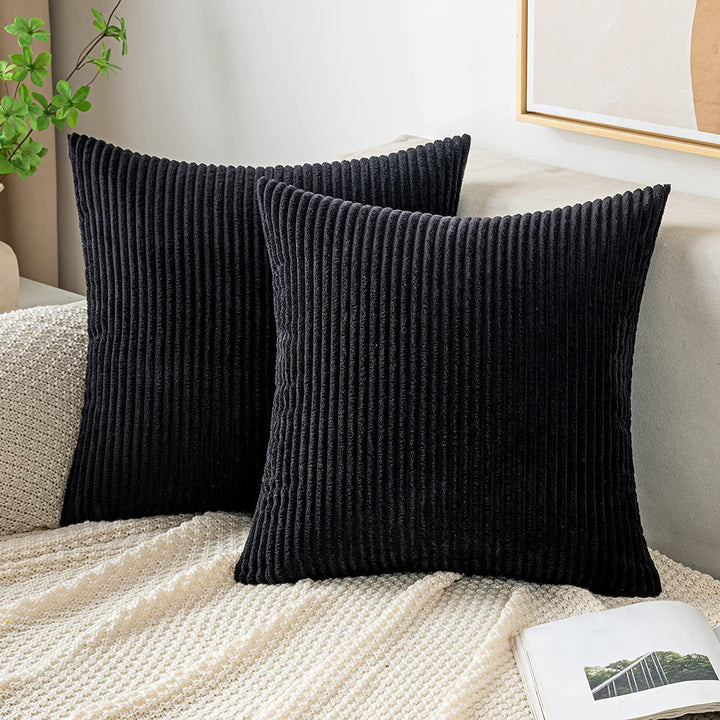 Ribbed Corduroy Textured Throw Pillow Covers