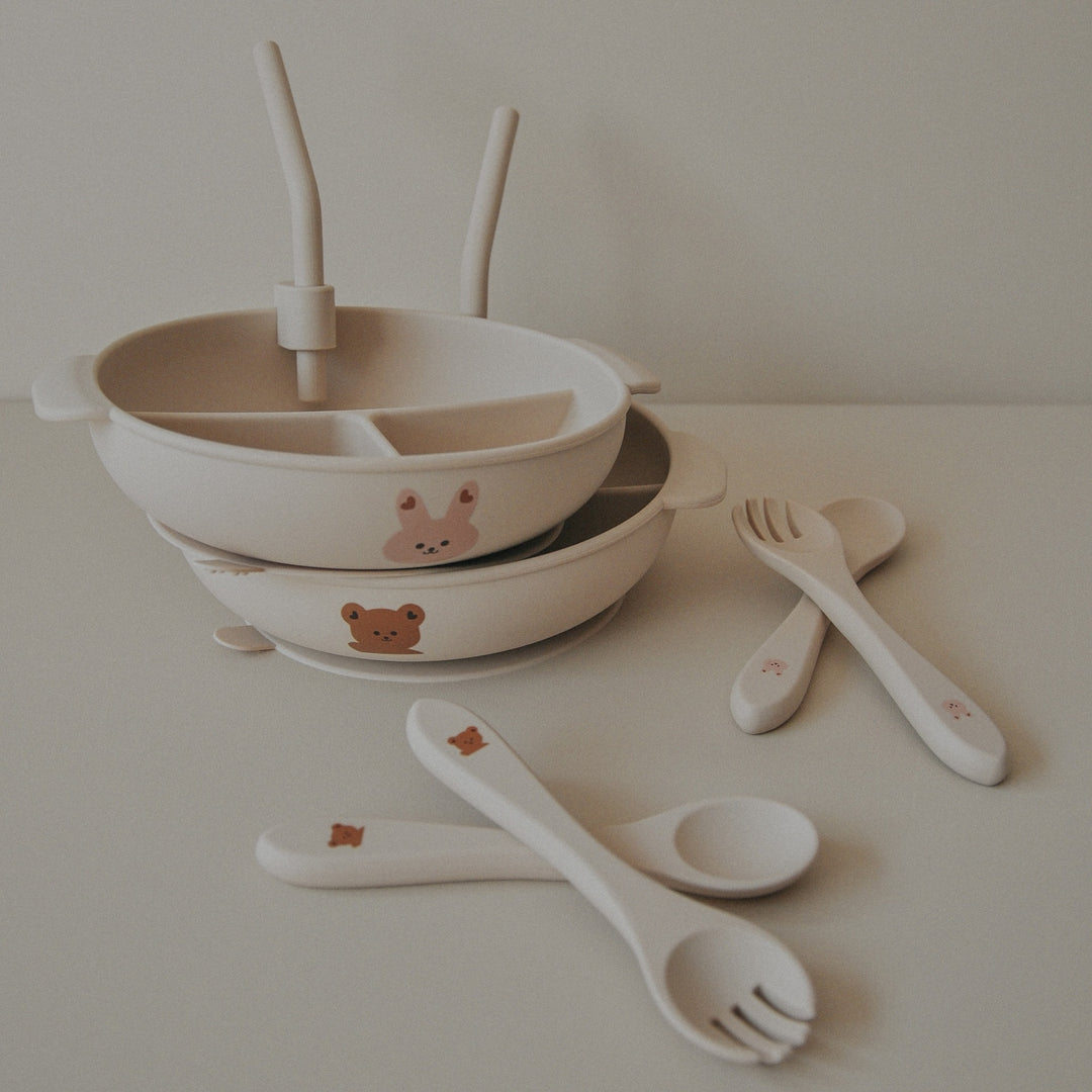 Silicone Baby Feeding Spoon and Fork Set with Soft-Tip Ergonomic Handles