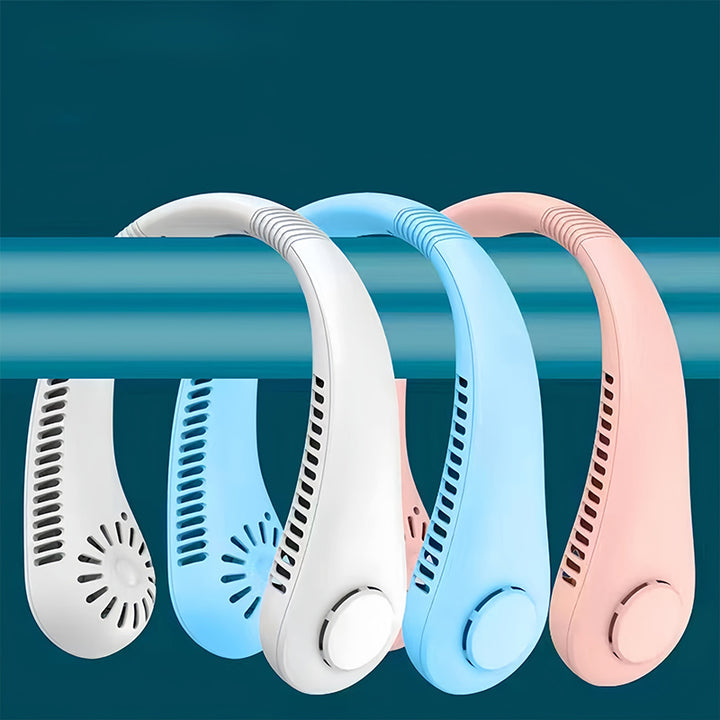 Cooling hands-free wearable neck fan with brushless motors and USB-C rechargeable Stornfield
