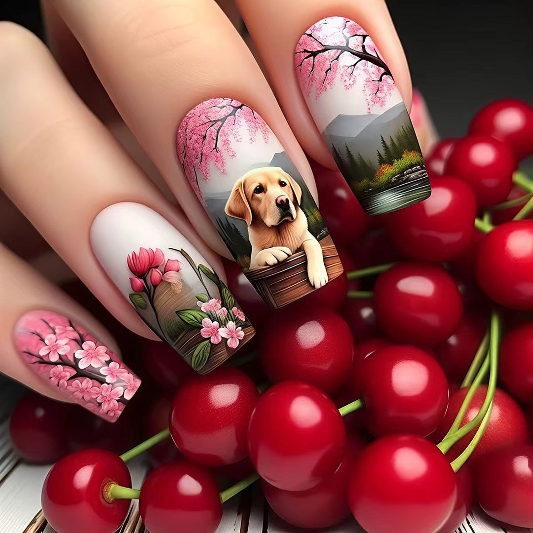 Artificial nails with floral and animal motifs Stornfield