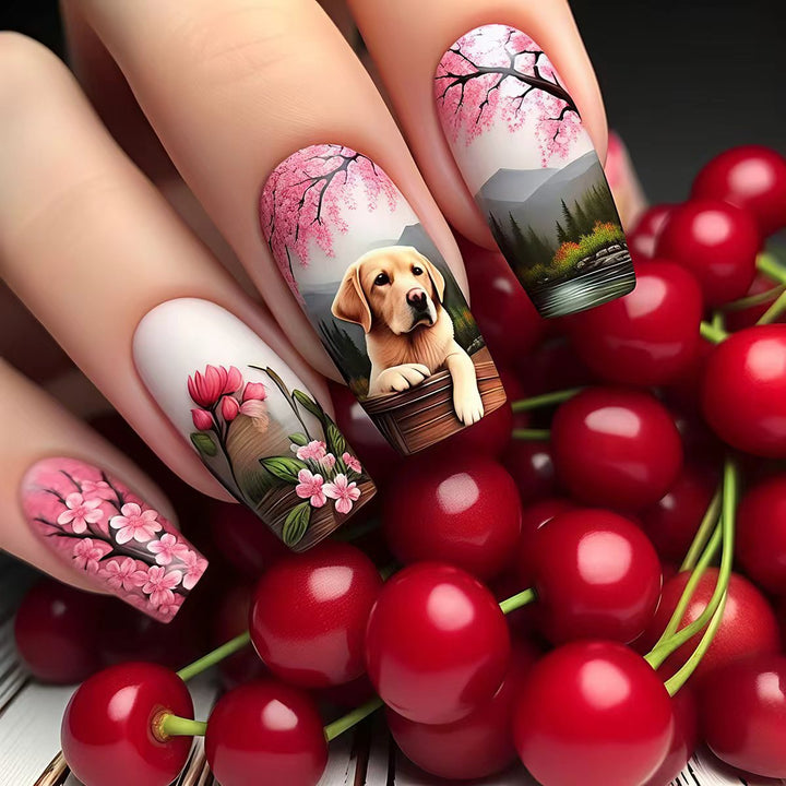 Artificial nails with floral and animal motifs Stornfield