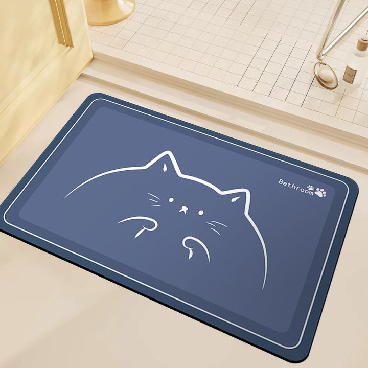 Cute Cat-Themed Bathroom Mat