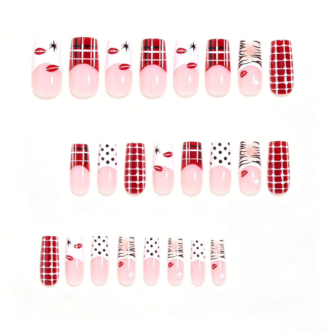 Artistic Press-On Nail Set with Unique Patterns Stornfield