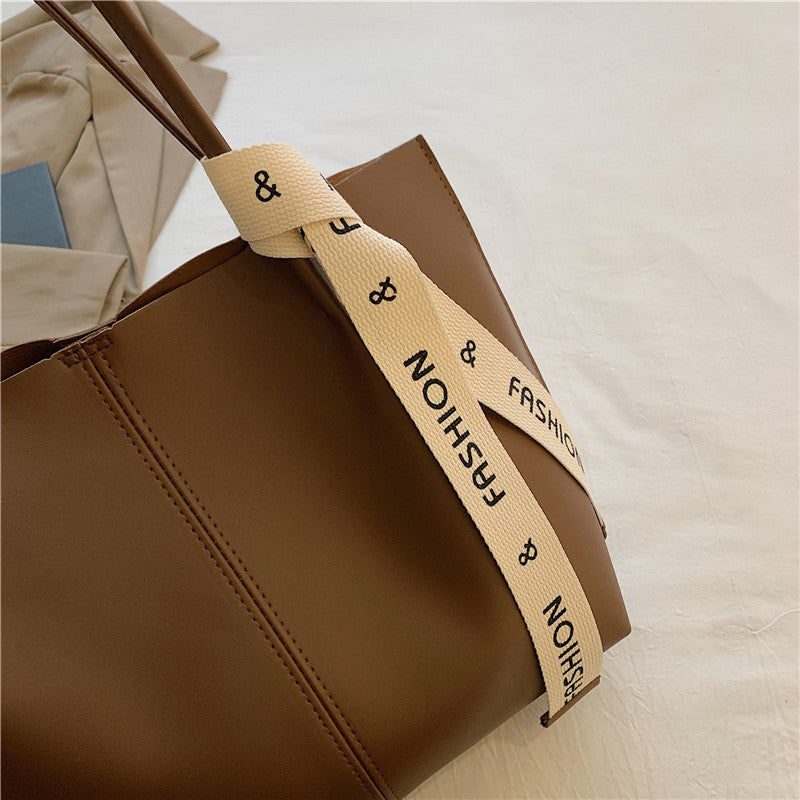 Stylish Faux Leather Tote Bag with Textured Strap