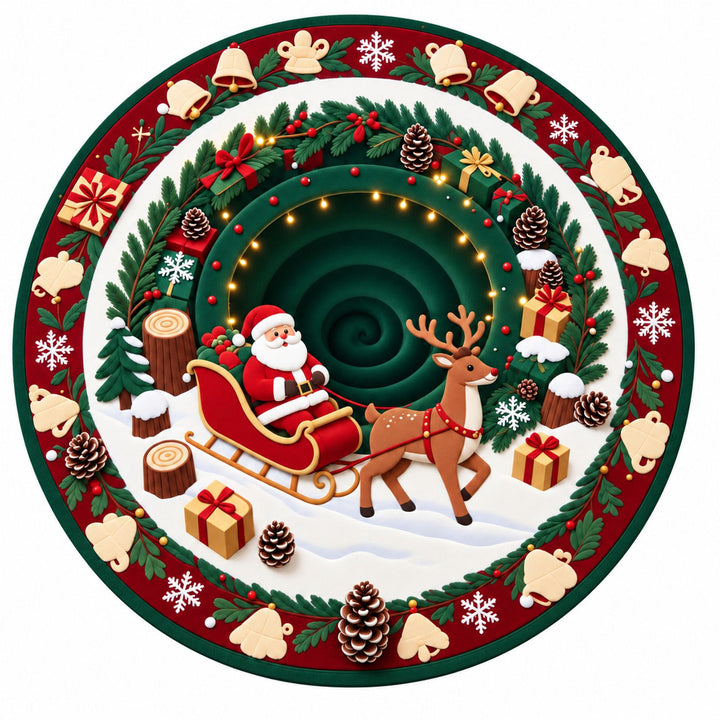 Festive Santa Claus Themed Round Mat for Home