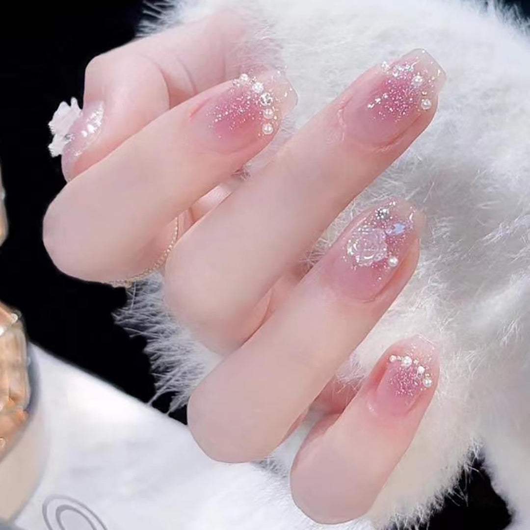 Glittery Crystal-Embellished Press-On Nail Tips Stornfield