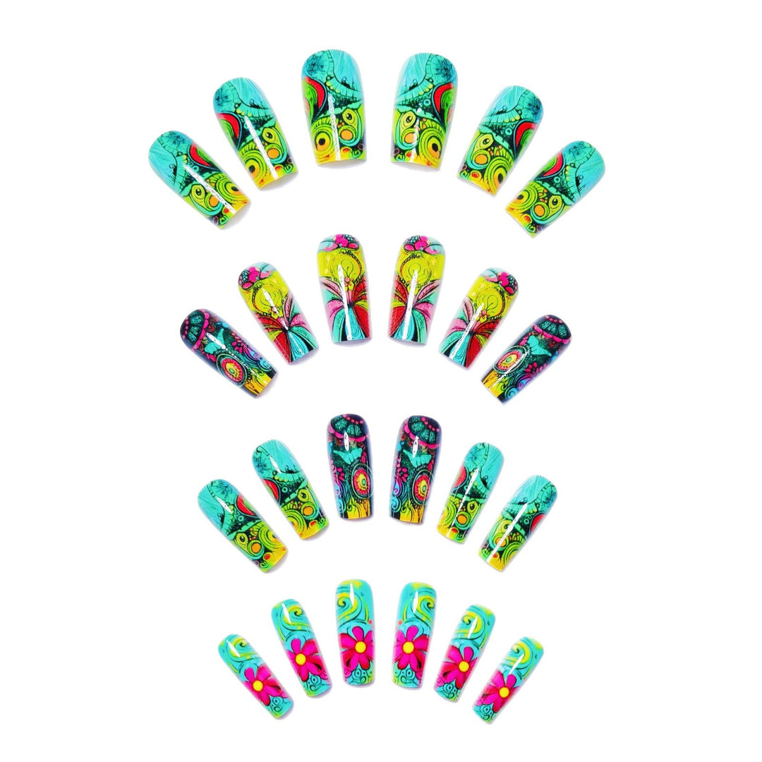Creative Art Nails with Glowing Flower Design Stornfield