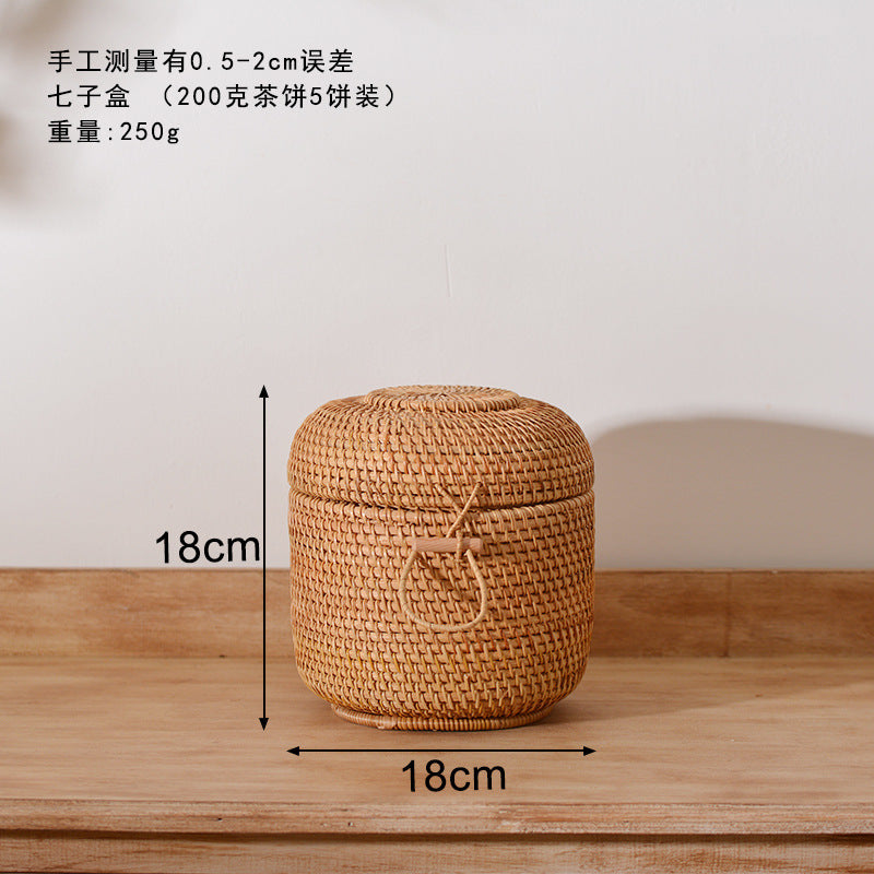Women's round storage basket made of woven natural material Stornfield