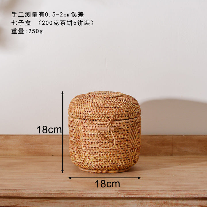 Women's round storage basket made of woven natural material Stornfield
