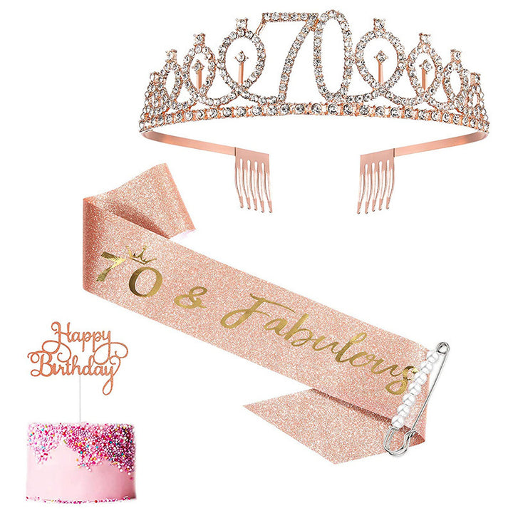 Ladies Sparkling Tiara with personalized 80th Birthday Inscription Stornfield