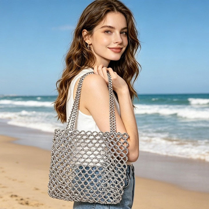 Sparkling Net Handbag Made of Braided Material Stornfield