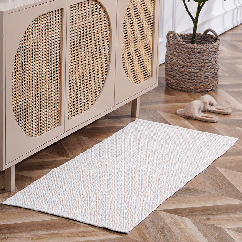 Flat-woven runner rug with check pattern and decorative border stripe Stornfield
