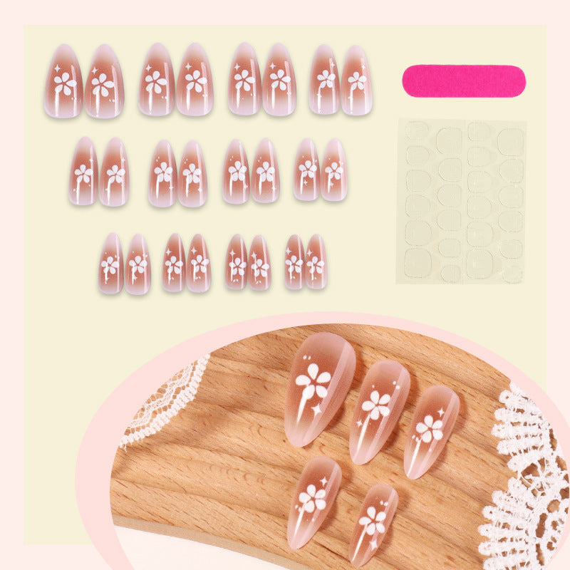 Artificial nail set with delicate floral motifs Stornfield