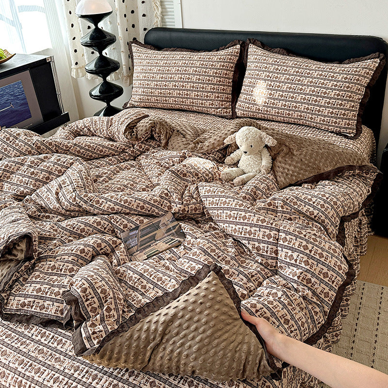Plush Minky Dot Quilted Comforter Set